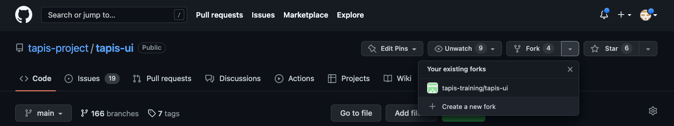 GitHub Fork Tapis UI