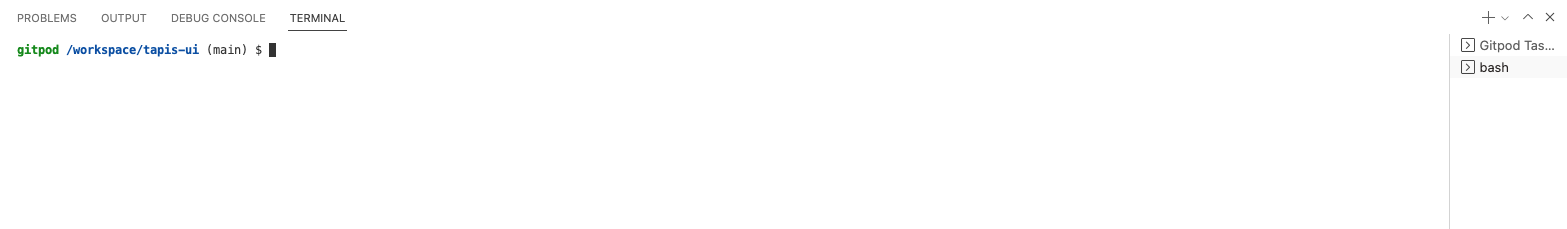 GitPod Bash terminal